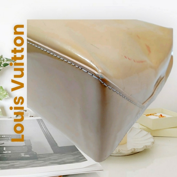 💯 LOUIS VUITTON LV Wilshire PM Beige Vernis Hand Bag - Picture 5 of 8